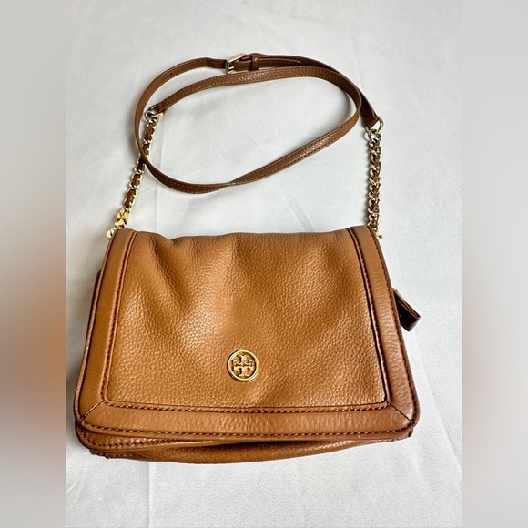 Tory Burch Brown Leather Crossbody Bag with Gold Chain - Picture 4 of 11